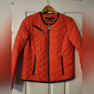 FRENCH CONNECTION QUILTED ZIP JACKET IN ORANGE